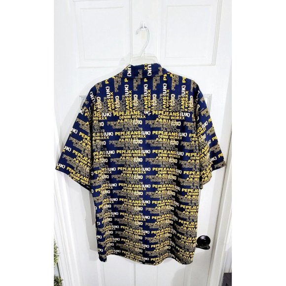 Pepe Jeans London Men's Button Up Shirt All Over Print Short Sleeves Size XL - Picture 7 of 15